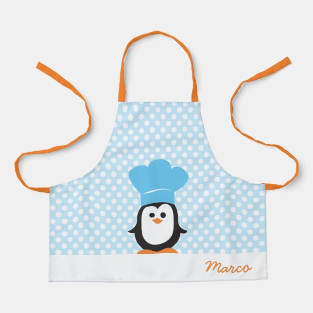 Delantal Apron del chef pingüino personalizado para los niñ (Anverso)