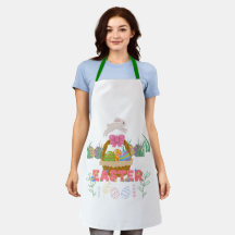 Apron del Día de Pascua - Diseño de conejito y hue