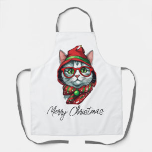Delantal Apron del gato navidad - Atractivo divertido traje