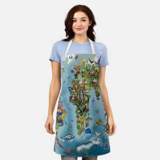 Delantal Apron del mapa mundial de animales