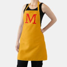 Apron del moderno Monograma amarillo dorado y chef