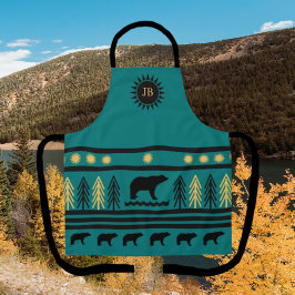 Delantal Apron del oso negro del lago Verde azulado norocci