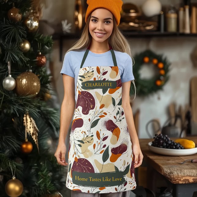 Delantal Apron del patrón botánico de otoño con nombre pers (Subido por el creador)