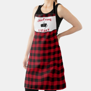 Delantal Apron del patrón de búfalo de Coca-Cola negra y ro