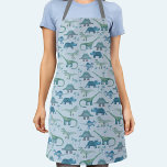 Delantal Apron del patrón de dinosaurios azules<br><div class="desc">Montones de dinosaurios azules,  Tyrannosaurus rex,  Spinosaurus,  Stegosaurus,  Diplodocuments y Triceratops. Perfecto tanto para carnívoros como para herbívoros.</div>