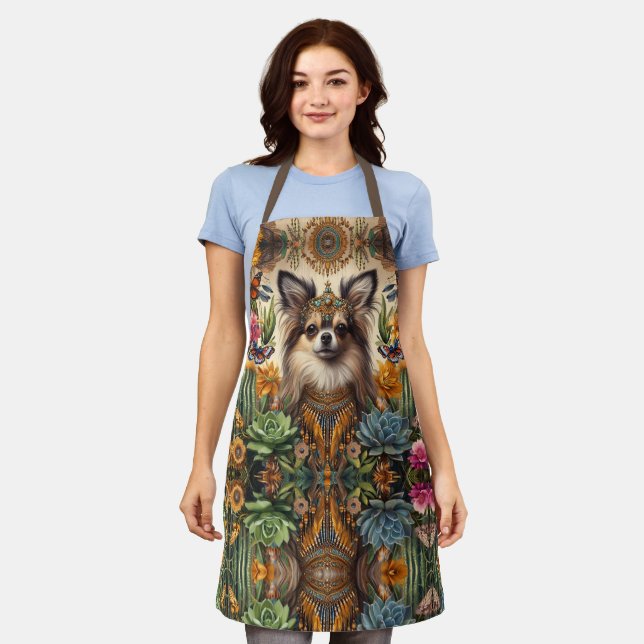 Delantal Aprón del patrón de flores nativas mexicanas de Ch (Gastado)