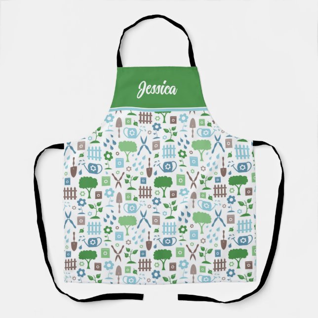 Delantal Apron del patrón de jardinería personalizado (Anverso)