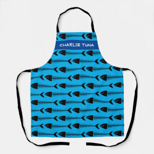 Delantal Apron del patrón de peces azul personalizar
