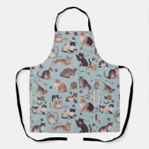 Apron del patrón del gato juguetón - Regalo perfec