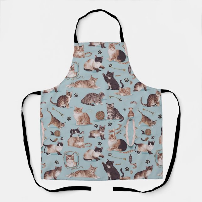 Delantal Apron del patrón del gato juguetón - Regalo perfec (Anverso)