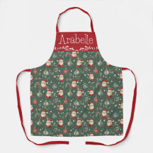 Apron del patrón Santa en rojo y verde