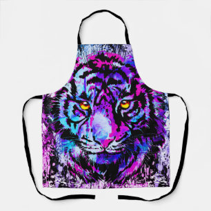 Delantal Apron del tigre azul Cara de tigre colorida