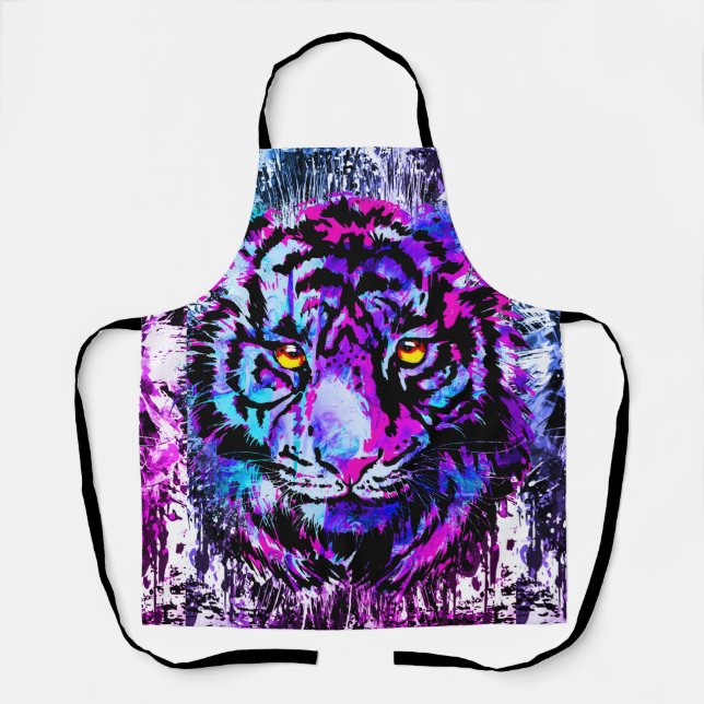 Delantal Apron del tigre azul - Dibujo del tigre (Anverso)