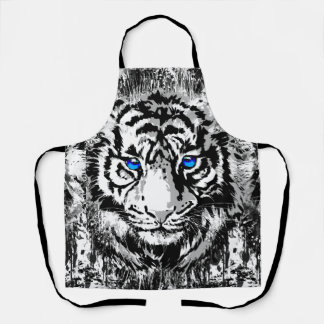 Delantal Apron del tigre blanco - Dibujo del tigre blanco
