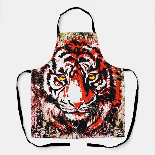 Delantal Apron del Tigre Rojo | Cara de tigre colorida (Anverso)