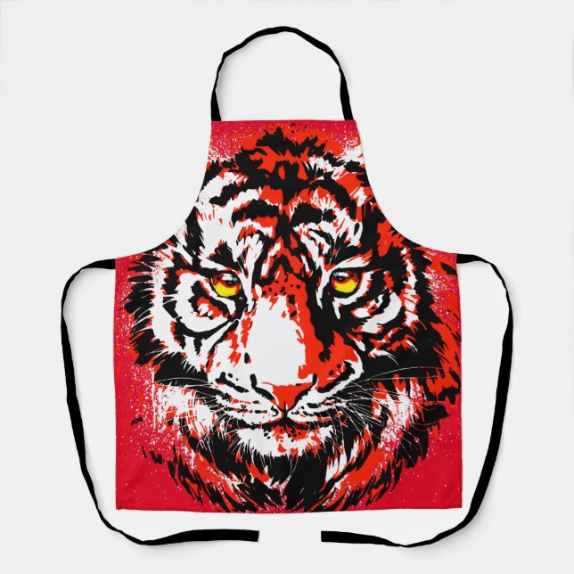 Delantal Apron del tigre rojo realista (Anverso)