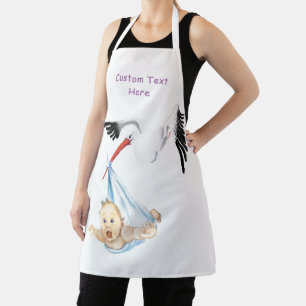 Delantal Apron divertida con cigüeña llevando bebé