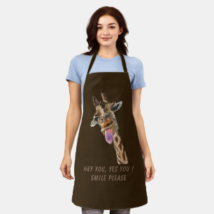 Delantal Apron divertida de jirafa con texto Personalizado
