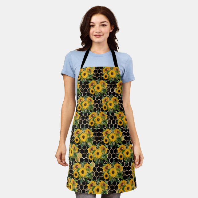Delantal Apron dorado de Sunflower Bee Hive Honeycomb (Gastado)