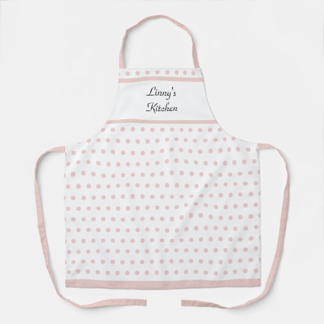 Delantal Apron Dotado de Whisper Pink Polka Retro Personali (Anverso)