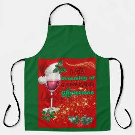 Delantal Apron Dreaming de Navidades de Vino Rojo