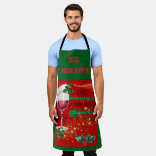 Delantal Apron Dreaming de Navidades de Vino Rojo