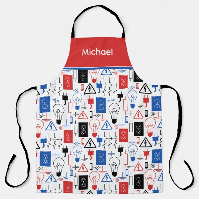 Delantal Apron eléctrico rojo personalizado (Anverso)
