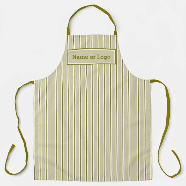 Delantal Apron elegante de rayas blancas verdes (Anverso)