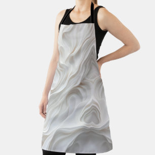 Delantal Apron elegante moderno de onda de mármol blanco mi