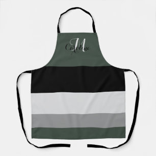 Delantal Apron empresarial en franjas monogramadas