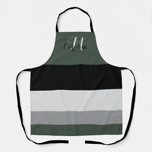 Delantal Apron empresarial en franjas monogramadas (Anverso)