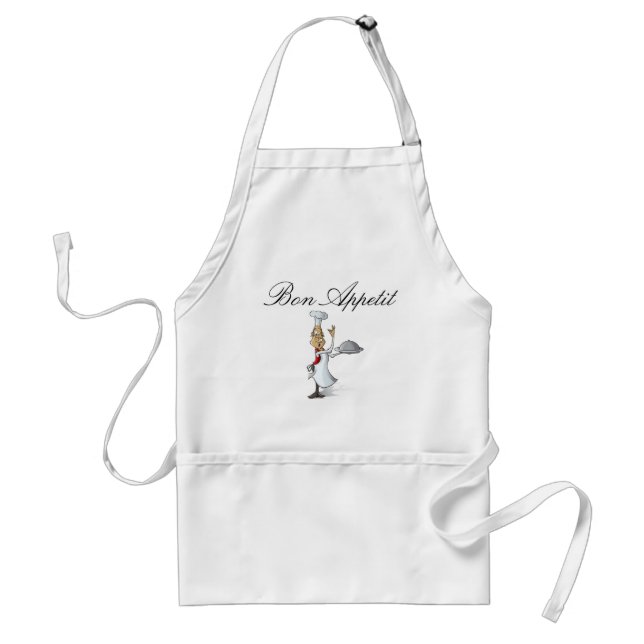 Delantal Apron estándar con chef y cita "Bon Appetit" (Frente)