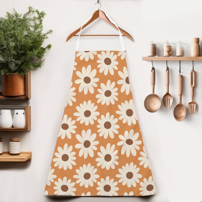 Delantal Aprón femenino de margarita floral y retro lindo (Whether you're baking, painting, or gardening, this cute womens apron adds flowers to your day!)