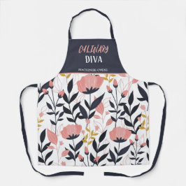 Delantal Aprón femenino de verano floral personalizado
