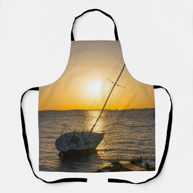 Delantal Apron FL Sunset Sailboat Shipwreck Gulf Breeze (Anverso)