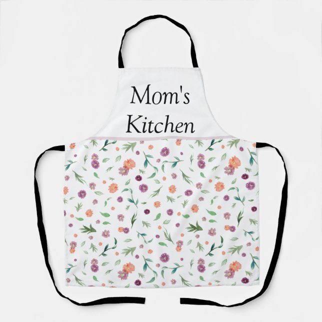 Delantal Apron floral acuarela personalizado | Regalo perfe (Anverso)