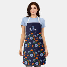 Apron floral azul y Naranja