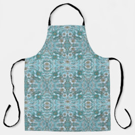 Delantal Apron floral blanca verde azulada