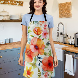 Delantal Aprón floral de adormidera color agua alegre y bri