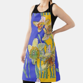 Delantal Apron floral de color de agua de color negro