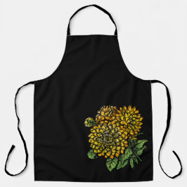 Delantal Apron floral de Dahlias amarillo