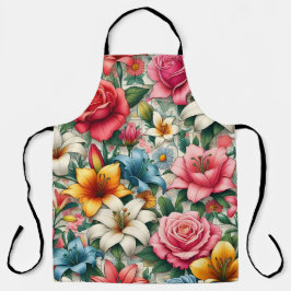 Delantal Apron floral de florón vibrante