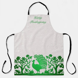 Delantal Aprón floral de la Turquía verde del Día de Acción