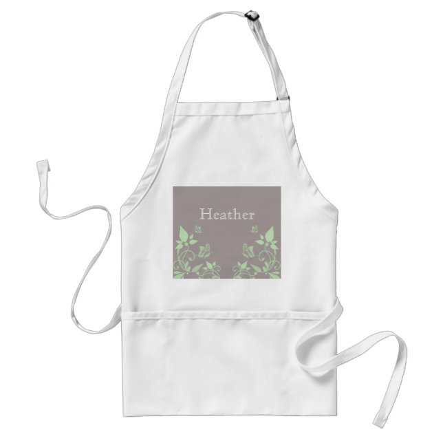 Delantal Apron floral de mariposa verde (Frente)