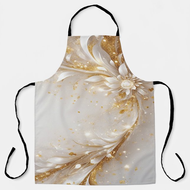 Delantal Apron floral de oro blanco (Anverso)
