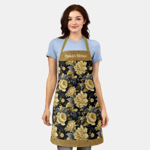 Delantal Aprón floral de oro personalizado de bonito