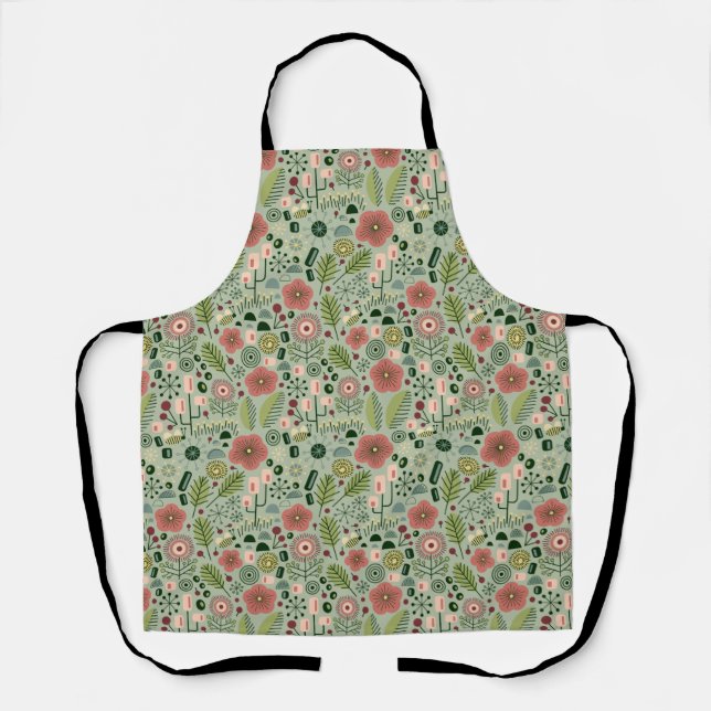 Delantal Apron floral del jardín atómico (Anverso)