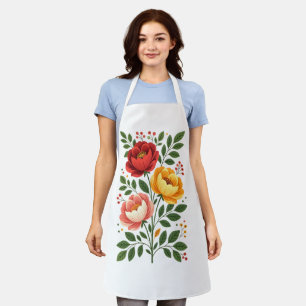 Delantal Apron floral elegante de mano
