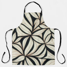 Apron floral elegante negro y crema