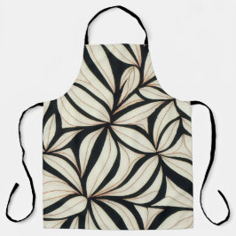 Delantal Apron floral elegante negro y crema
